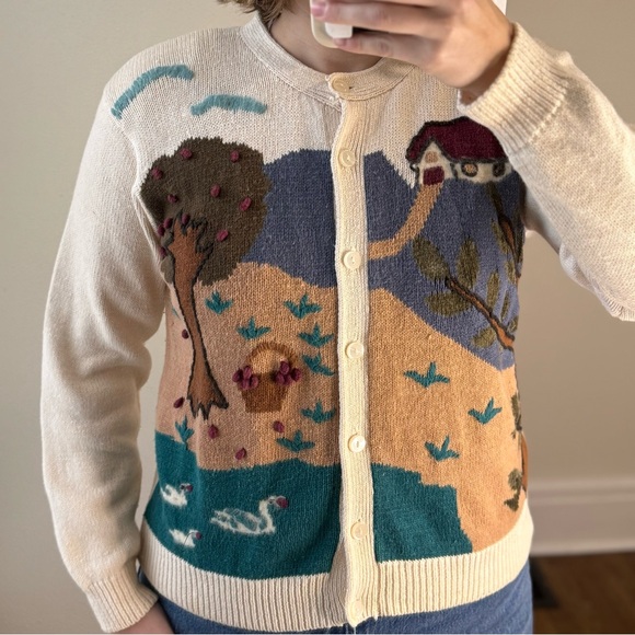 Vintage Scenic Knit Cardigan - Picture 2 of 11